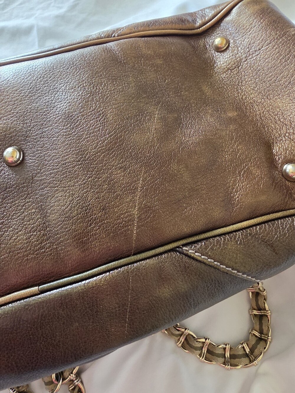 RARE GUCCI Brown Leather Large Capri Bowler Bag - Picture 11 of 11